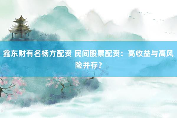 鑫东财有名杨方配资 民间股票配资：高收益与高风险并存？